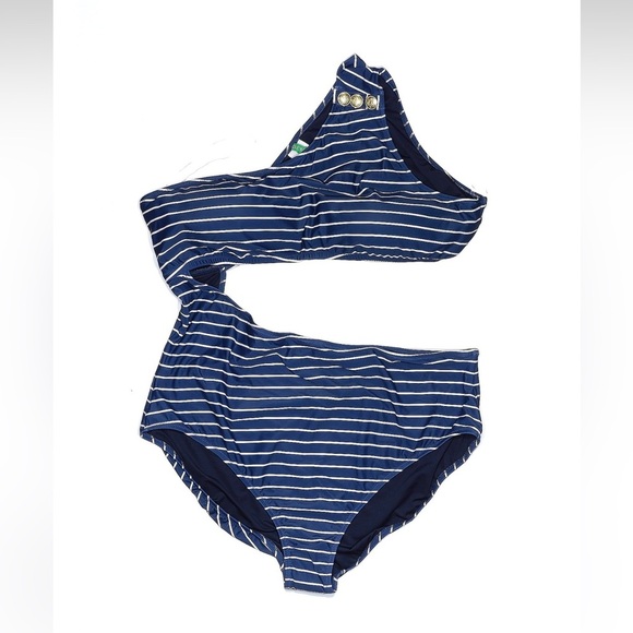 J. Crew Cutout One Piece Full Coverage Swimsuit in Navy Stripe Plus Size 24 NWT - Picture 4 of 8